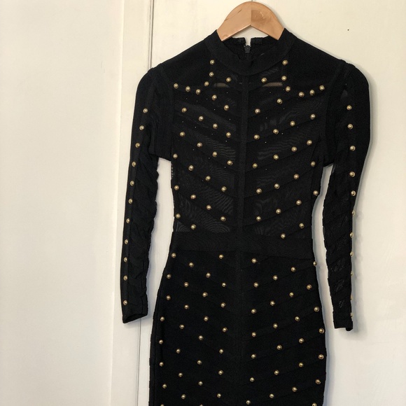 Black studded body con dress - Picture 1 of 6